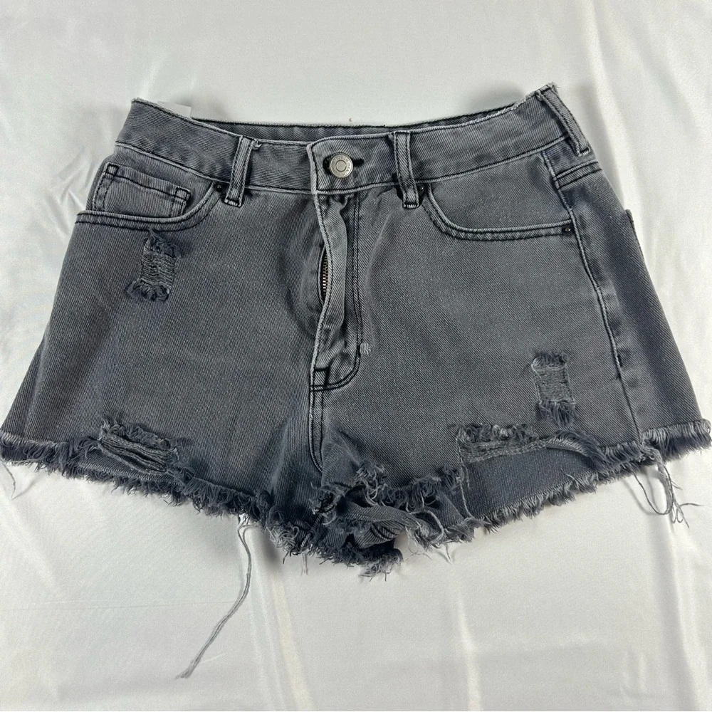 PacSun Women’s Charcoal Distressed‎ High Rise Gestival Jean Shorts Size 26